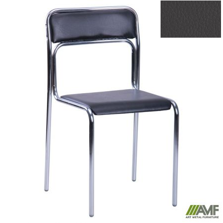 Стілець кухонний AMF Аскона Хром Шкiрзам сiрий (218538)